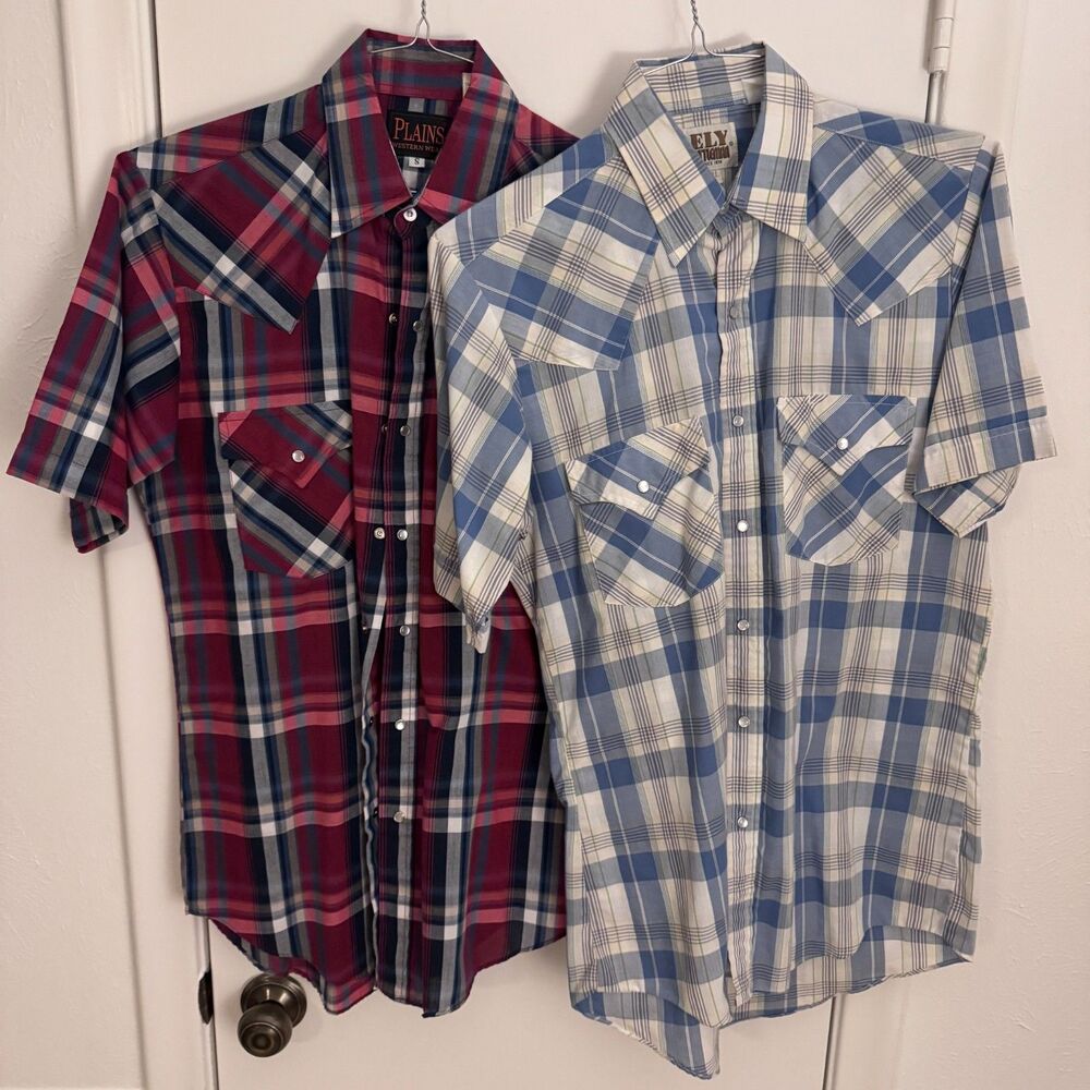 Mens Small Vintage Pearl Snap Button Down Short Sleeve Western EUC Bundle